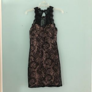 Black lace halter bodycon mini dress!!